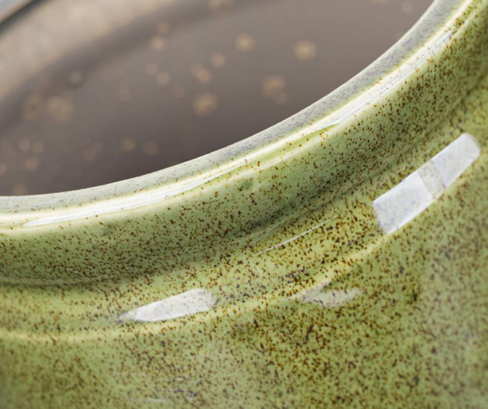 Cache pot en céramique émaillée vert olive VERONA 4 17.5cm