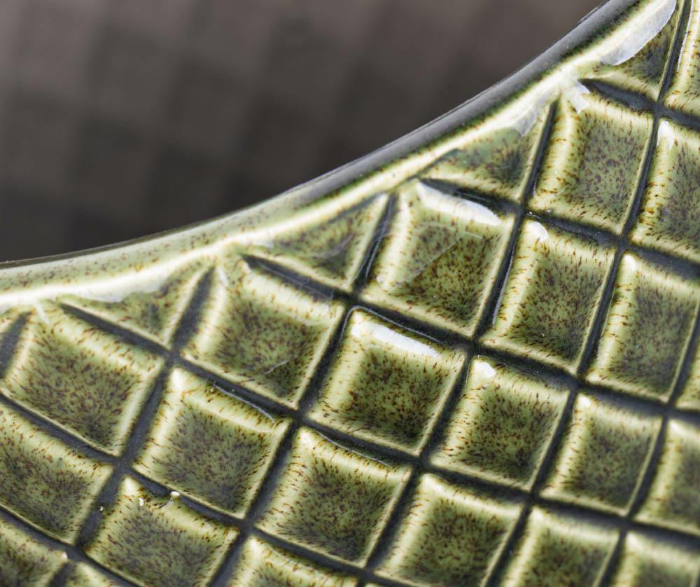 Cache pot en céramique émaillée vert olive VERONA B 14cm