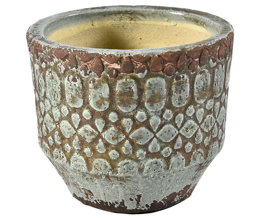 Cache pot en céramique émaillée patinée VERONA A 20.5cm