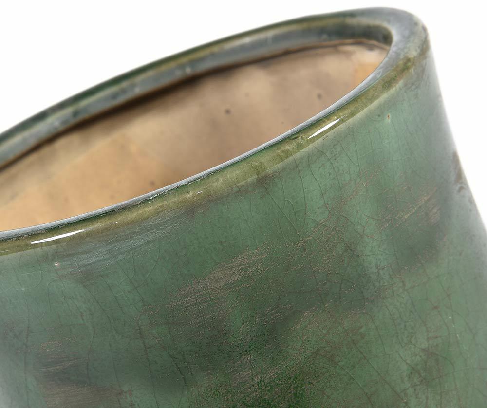 Cache pot en céramique verte émaillée  VERONA1 17cm