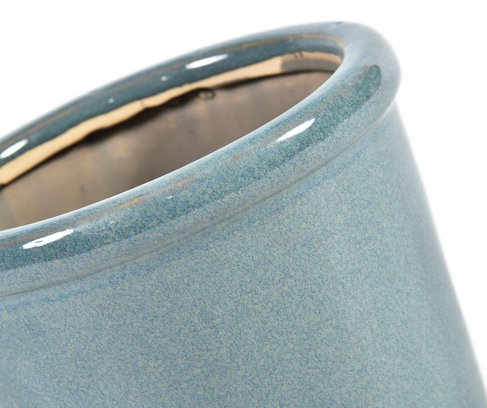 Cache pot bleu en céramique émaillée VERONA 12.5cm