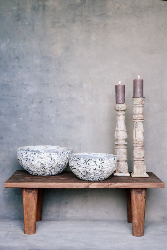 Chandelier en bois de teck recyclé 64cm