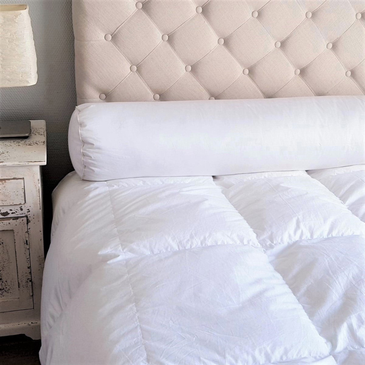 Traversin 180 cm - MOELLEUX - 90% duvet de canard - coton BIO